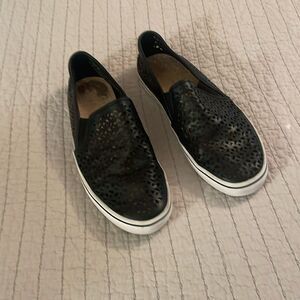 Kate Spade Serena Eyelet Leather  Black Perforated Slip-On Sneakers size 11